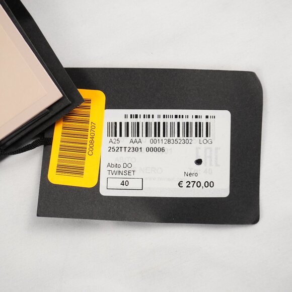 Twinset Abito Sleeveless Fringed Round Neck Mini Dress in Black Size IT40 NWT - Picture 7 of 10